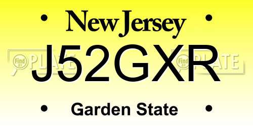 J52GXR New Jersey License Plate