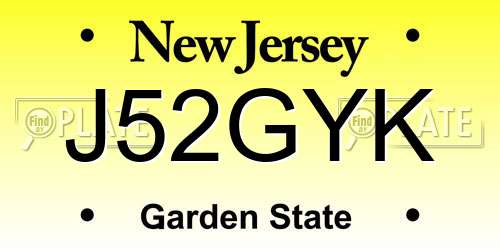J52GYK New Jersey License Plate