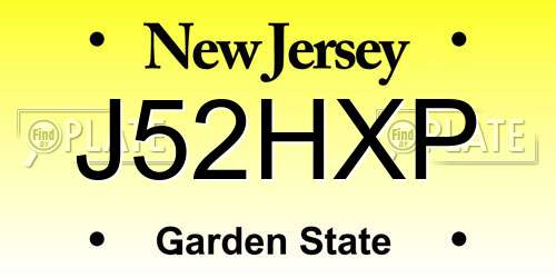 J52HXP New Jersey License Plate
