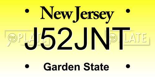 J52JNT New Jersey License Plate