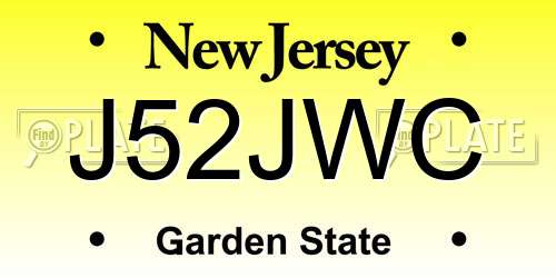 J52JWC New Jersey License Plate