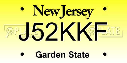 J52KKF New Jersey License Plate