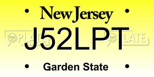 J52LPT New Jersey License Plate