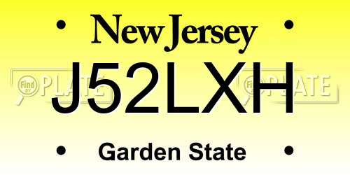 J52LXH New Jersey License Plate