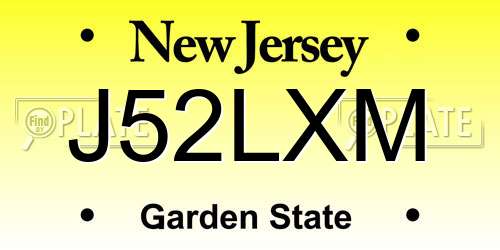 J52LXM New Jersey License Plate