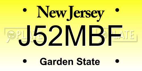 J52MBF New Jersey License Plate