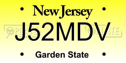 J52MDV New Jersey License Plate