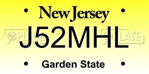 J52MHL New Jersey License Plate