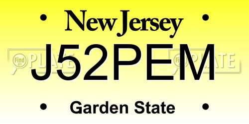 J52PEM New Jersey License Plate