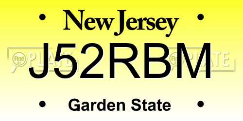 J52RBM New Jersey License Plate