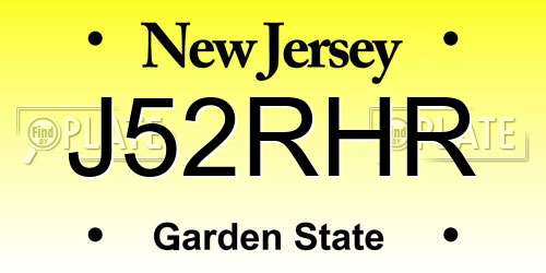 J52RHR New Jersey License Plate