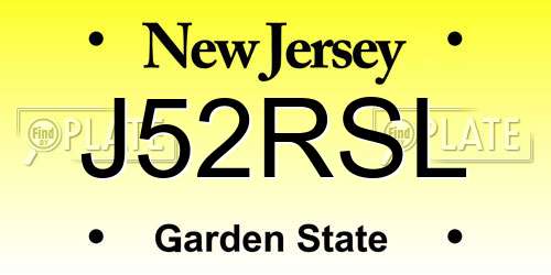 J52RSL New Jersey License Plate