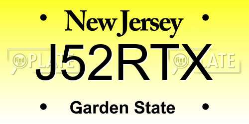J52RTX New Jersey License Plate