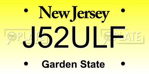 J52ULF New Jersey License Plate