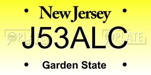 J53ALC New Jersey License Plate