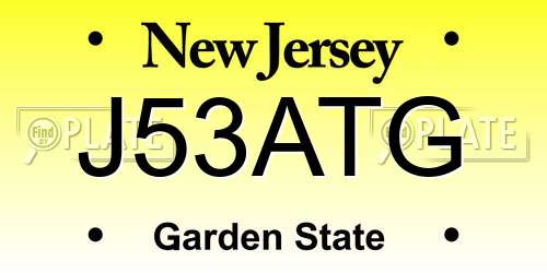 J53ATG New Jersey License Plate