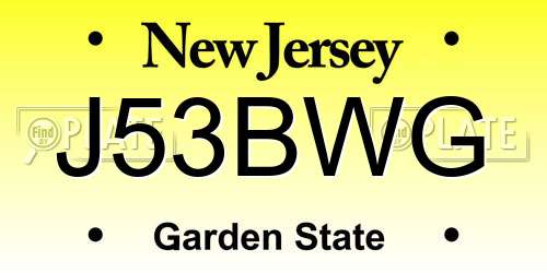 J53BWG New Jersey License Plate