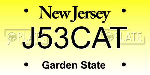 J53CAT New Jersey License Plate