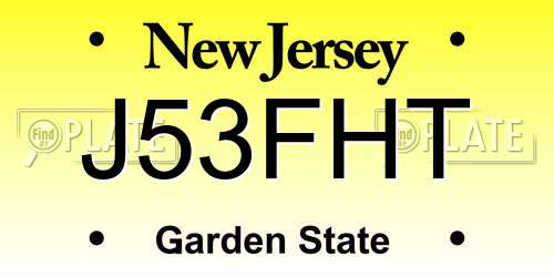 J53FHT New Jersey License Plate