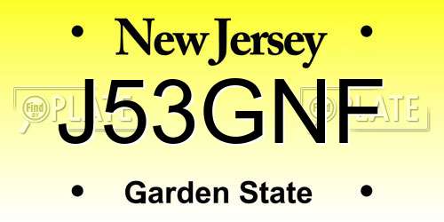J53GNF New Jersey License Plate
