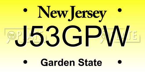 J53GPW New Jersey License Plate