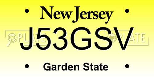 J53GSV New Jersey License Plate