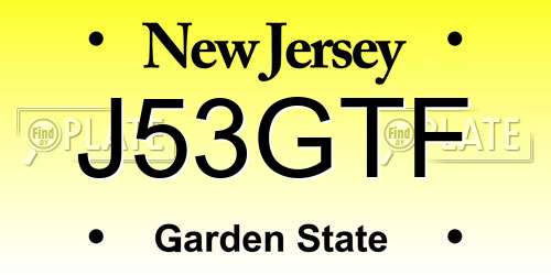J53GTF New Jersey License Plate