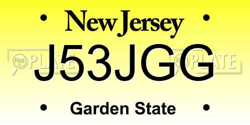 J53JGG New Jersey License Plate