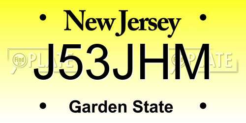 J53JHM New Jersey License Plate