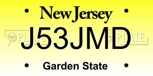 J53JMD New Jersey License Plate