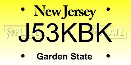 J53KBK New Jersey License Plate