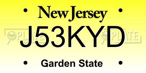 J53KYD New Jersey License Plate