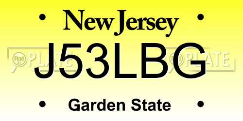 J53LBG New Jersey License Plate