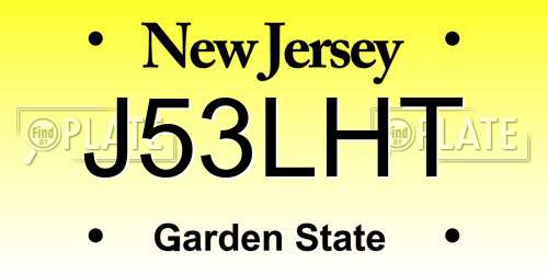 J53LHT New Jersey License Plate