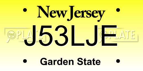 J53LJE New Jersey License Plate