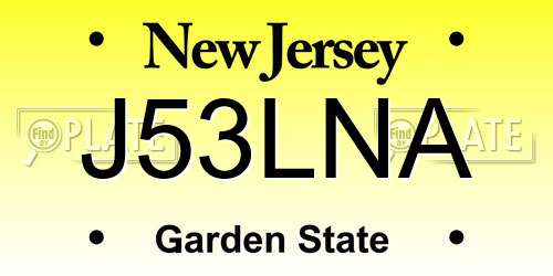 J53LNA New Jersey License Plate