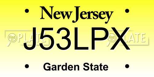 J53LPX New Jersey License Plate