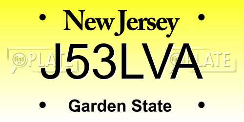 J53LVA New Jersey License Plate