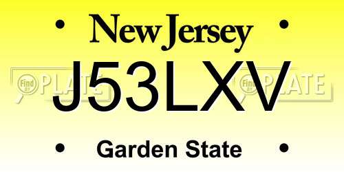 J53LXV New Jersey License Plate