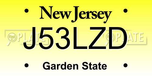 J53LZD New Jersey License Plate