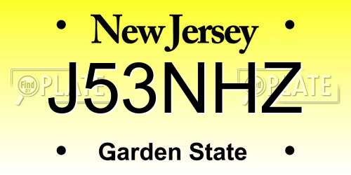 J53NHZ New Jersey License Plate
