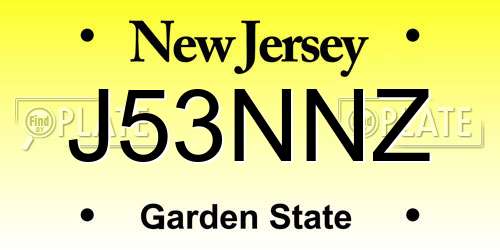 J53NNZ New Jersey License Plate