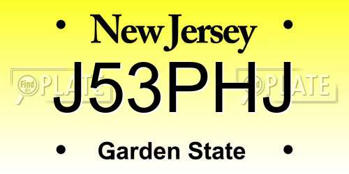 J53PHJ New Jersey License Plate