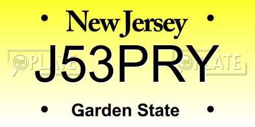 J53PRY New Jersey License Plate