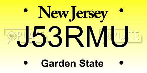 J53RMU New Jersey License Plate