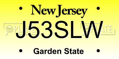 J53SLW New Jersey License Plate