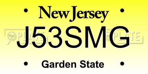 J53SMG New Jersey License Plate