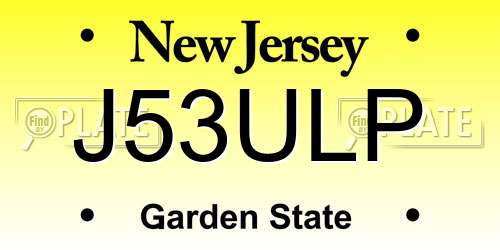 J53ULP New Jersey License Plate
