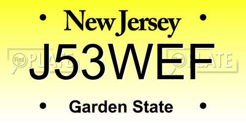J53WEF New Jersey License Plate