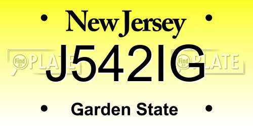 J542IG New Jersey License Plate